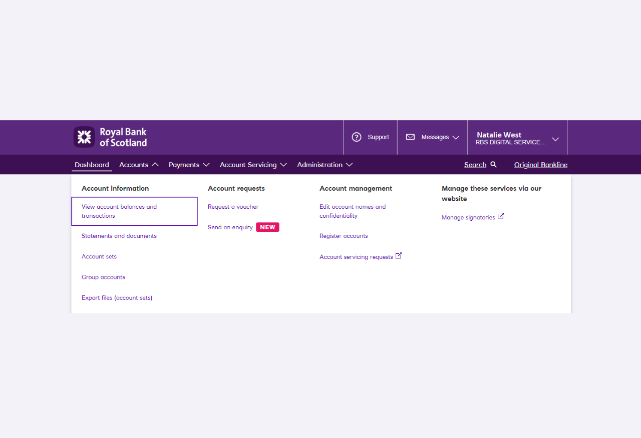 An image of the Bankline account servicing