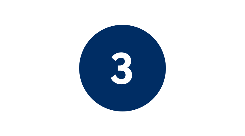Number three inside a blue circle