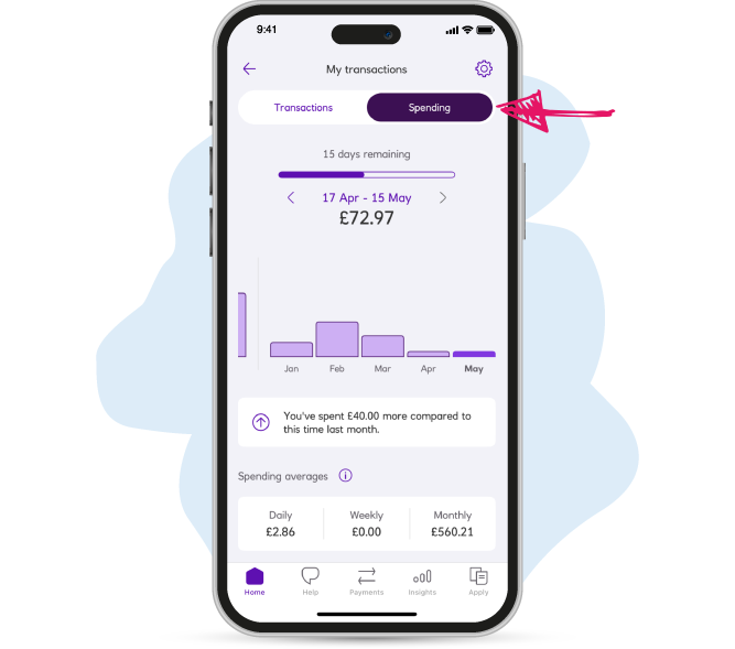 Get spending alerts within the app