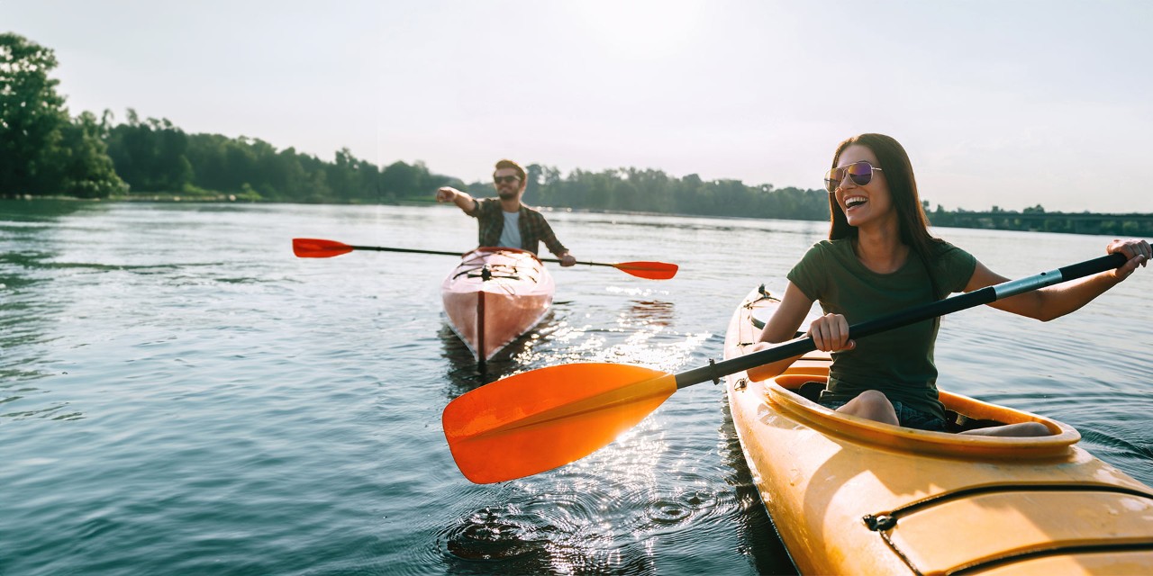 Two people kayaking