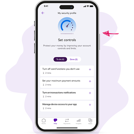 Set controls home screen on My Security Profile feature