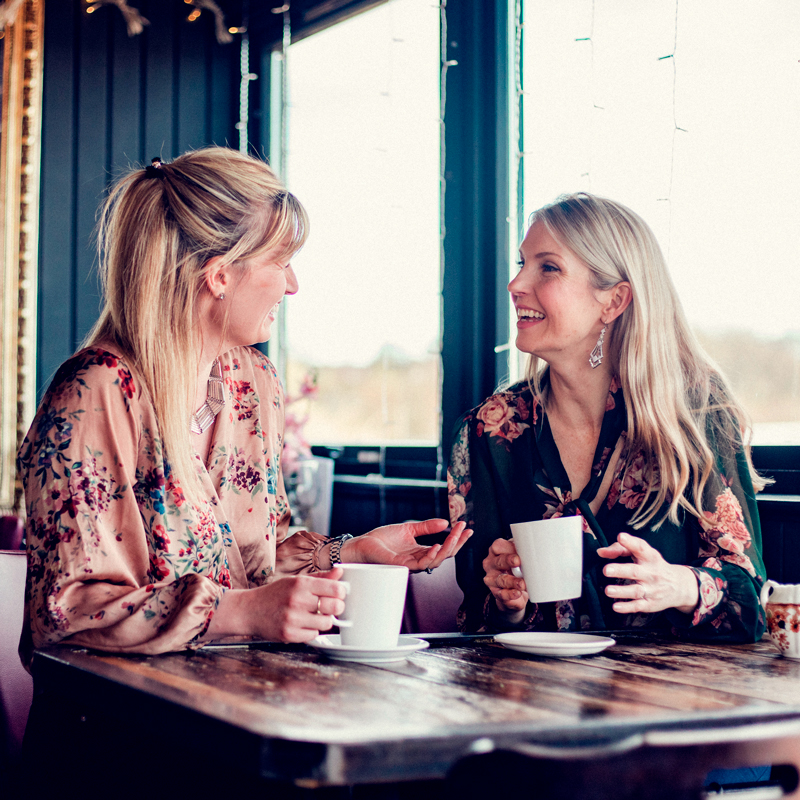 two women in a cafe
