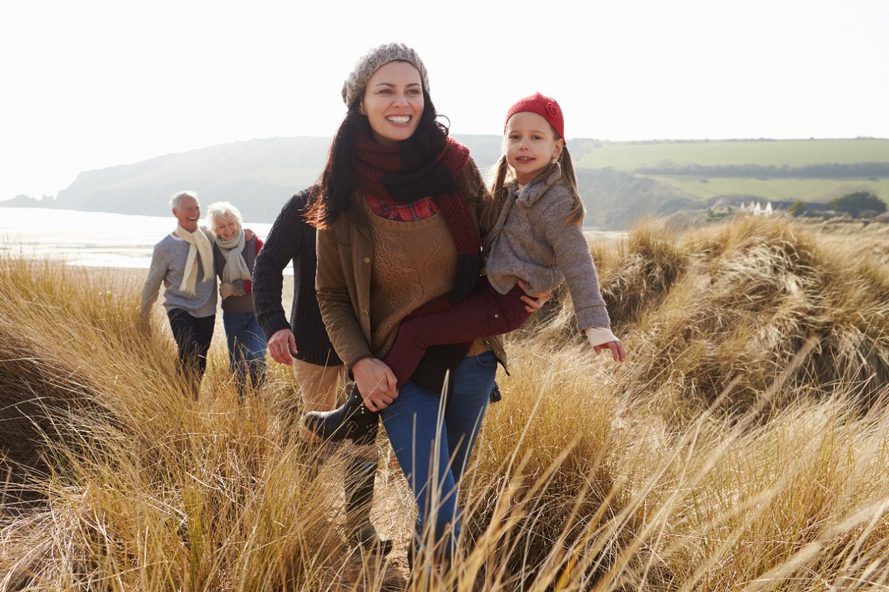 A NatWest Premier investment planning customer takes a walk with three generations of her family.